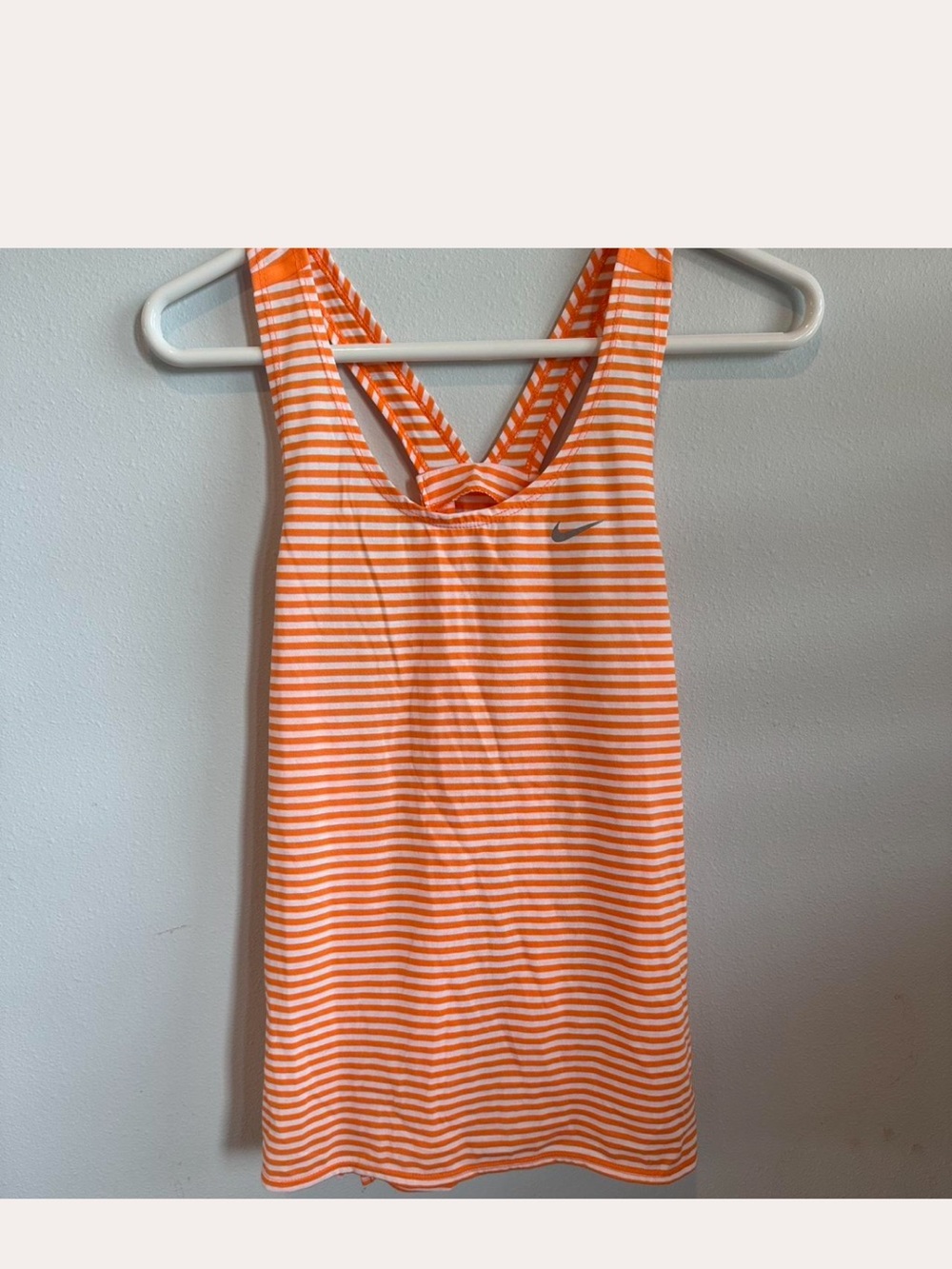Nike Orange & White Striped Athletic Racerback Tank Top